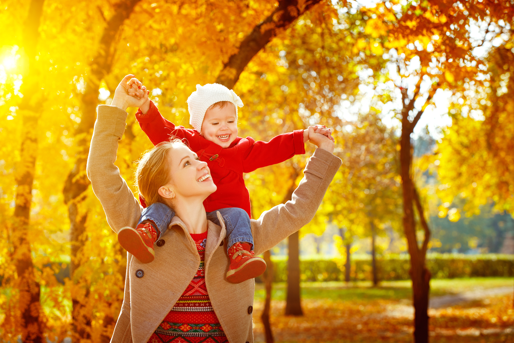 mother and child in autumn park