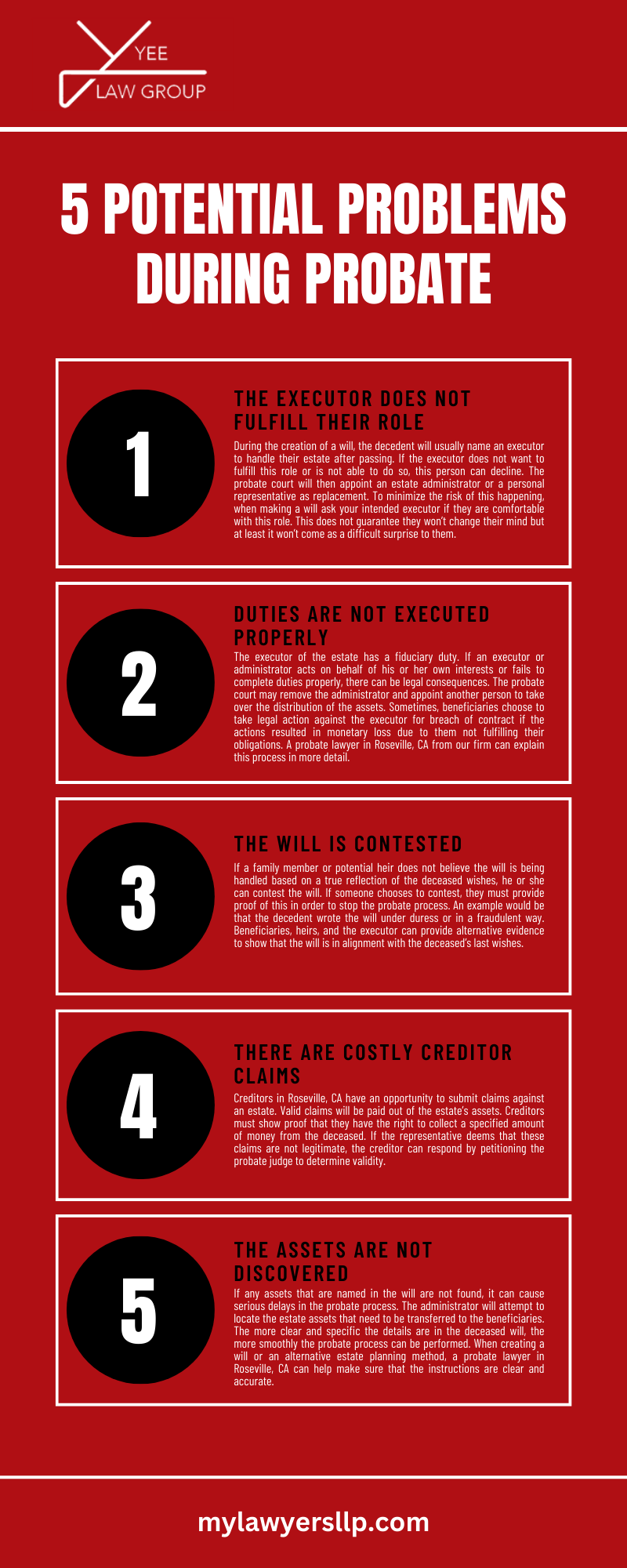 5 POTENTIAL PROBLEMS DURING PROBATE INFOGRAPHIC